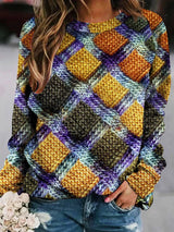 Poppy | Multicolor Diamond-Pattern Chunky-Knit Sweater