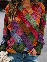 Poppy | Multicolor Diamond-Pattern Chunky-Knit Sweater