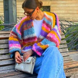 Iris | Multicolor Striped Chunky-Knit Cardigan