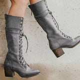 Amelia | Women’s Knee-High Lace-Up Boots with Block Heel