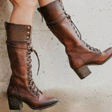 Amelia | Women’s Knee-High Lace-Up Boots with Block Heel