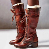 Amelia | Women’s Knee-High Lace-Up Boots with Block Heel