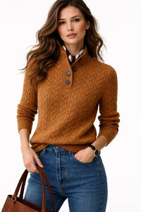 Elisabeth | Women's Wool-Mix Knit Sweater with Button Neckline