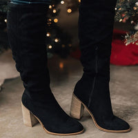 Victoria | Knee-High Suede Boots with Block Heel