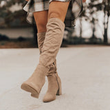 Victoria | Knee-High Suede Boots with Block Heel