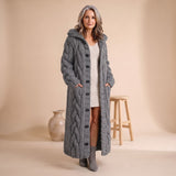 Marie | Longline Cable-Knit Cardigan Coat with Hood