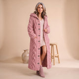 Marie | Longline Cable-Knit Cardigan Coat with Hood