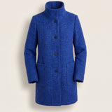 Clara | Longline Coat with Stand Collar and Button Closure