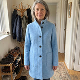 Clara | Longline Coat with Stand Collar and Button Closure
