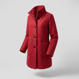 Clara | Longline Coat with Stand Collar and Button Closure