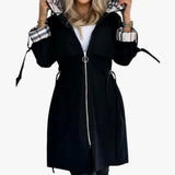 Avery | Hooded Long Trench Coat with Zip Closure and Belt