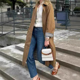 Cecily | Long Oversized Trench Coat with Checked Detail