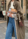 Cecily | Long Oversized Trench Coat with Checked Detail