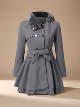Nora | Vintage-Inspired Trench Coat with Faux-Fur Collar