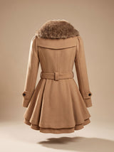 Nora | Vintage-Inspired Trench Coat with Faux-Fur Collar