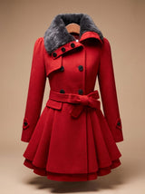 Nora | Vintage-Inspired Trench Coat with Faux-Fur Collar