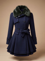Nora | Vintage-Inspired Trench Coat with Faux-Fur Collar