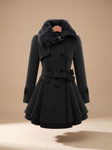 Nora | Vintage-Inspired Trench Coat with Faux-Fur Collar
