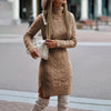 Camille | Textured Turtleneck Knit Midi Dress