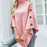 Lennie | Turtleneck Poncho Sweater with Button Details