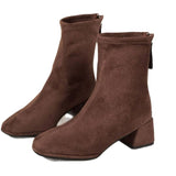 Katharina | Suede-Look Ankle Boots with Block Heel and Side Zipper