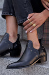 Marie | Black Pointed-Toe Ankle Boots with Star Studs
