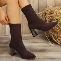 Emilia | Women's Suede Ankle Boots with Block Heel and Padded Insole