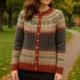 Hannah | Nordic Fair Isle Knit Cardigan with Button Front