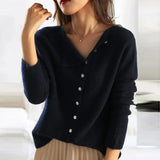 Elise | V-Neck Knit Cardigan with Three-Quarter Sleeves