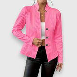 Maribel | Elegant Cable-Knit Cardigan with Stand-Up Collar