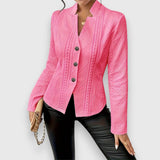 Maribel | Elegant Cable-Knit Cardigan with Stand-Up Collar
