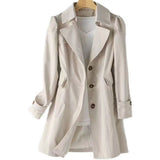 Audrey | Fitted Black Trench Coat with Notched Lapel