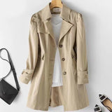 Audrey | Fitted Black Trench Coat with Notched Lapel
