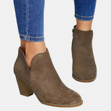 Emilia | Women's Suede Block Heel Ankle Boots with Zipper