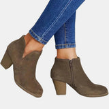 Emilia | Women's Suede Block Heel Ankle Boots with Zipper