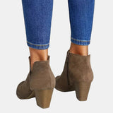 Emilia | Women's Suede Block Heel Ankle Boots with Zipper