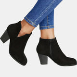 Emilia | Women's Suede Block Heel Ankle Boots with Zipper