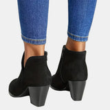 Emilia | Women's Suede Block Heel Ankle Boots with Zipper