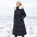 Sophia | Long Quilted Winter Coat with Plush Collar