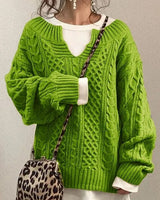 Freya | Oversized Cable-Knit V-Neck Sweater