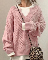 Freya | Oversized Cable-Knit V-Neck Sweater