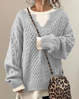 Freya | Oversized Cable-Knit V-Neck Sweater