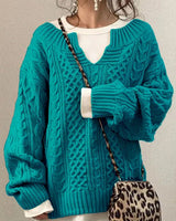 Freya | Oversized Cable-Knit V-Neck Sweater