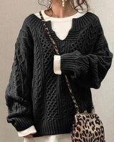 Freya | Oversized Cable-Knit V-Neck Sweater