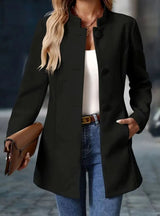 Amelia | Elegant Longline Coat with Button Closure