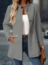 Amelia | Elegant Longline Coat with Button Closure