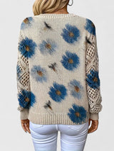 Una | Elegant Floral Pattern Knit Sweater