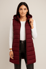 Leah | Casual Sleeveless Hooded Long Puffer Vest