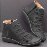 Mira | Women’s Lace-Up Leather Ankle Boots with Zipper