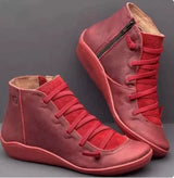 Mira | Women’s Lace-Up Leather Ankle Boots with Zipper
